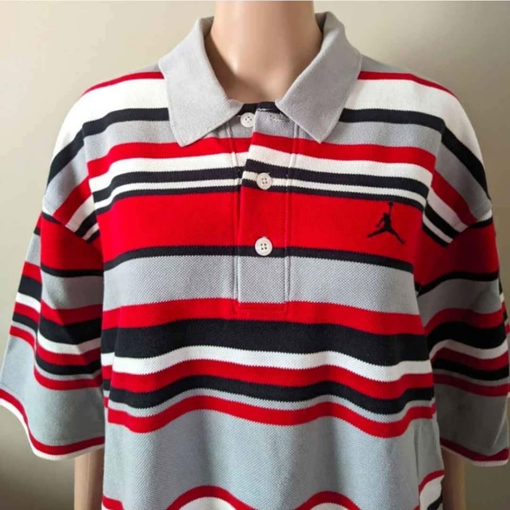 Vintage Nike Air Jordan striped polo tshirt, men's XL